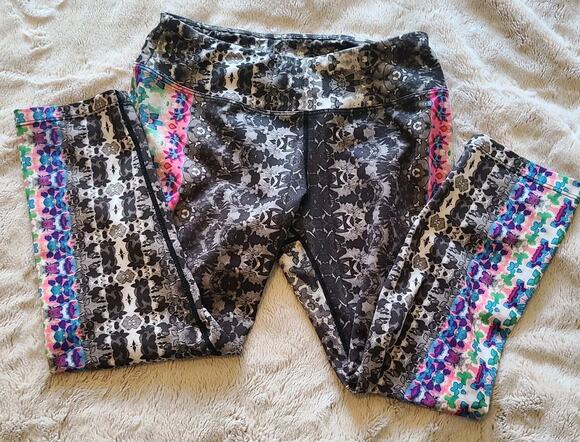 Prana Pants - Prana Pants Women Small Rainbow Floral Straight Pocket Pull On Stretch Yoga